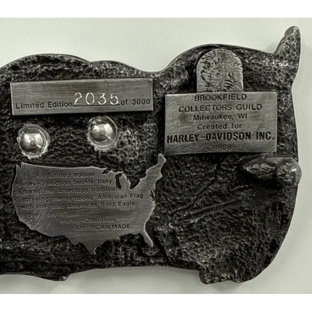 Vintage Harley Davidson Brookfield Belt Buckle‎ Limited Edition 1988 Velvet Case